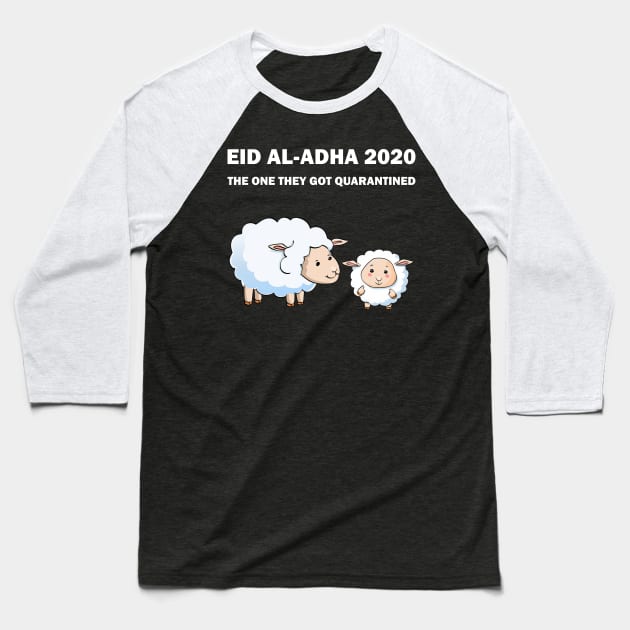 Happy Eid Mubarak 2020 Al-Adha Quarantine Lockdown Social Distancing Qurbani Udhiyah Funny Gift Baseball T-Shirt by Amazing Arts